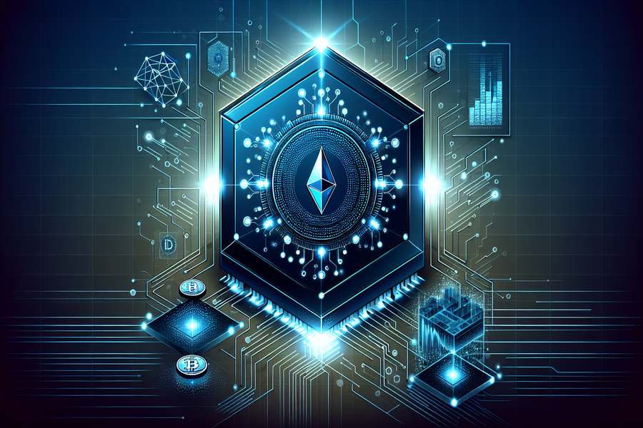 Graphic of cryptocurrency mining concept