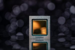 Ironwood TPU Accelerator Chip reflecting light with bokeh effect