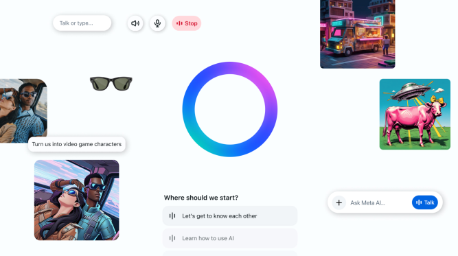 Various AI interface elements on white background