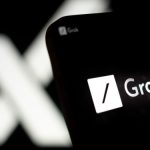 Grok logo with X symbol in the background
