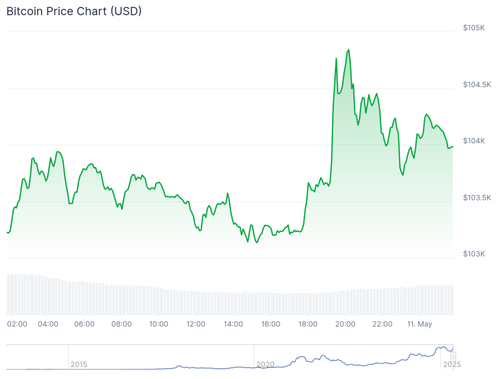 Bitcoin price chart on CoinGecko.