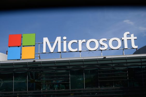 Microsoft logo on building exterior