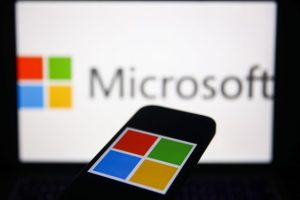 Microsoft logo on a device - Phi 4 AI Models