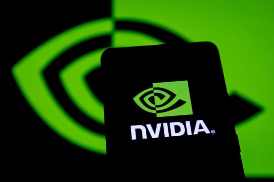 Nvidia logo with stylized eye graphic on a green and black background, related to AI chip export restrictions impact