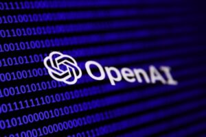 OpenAI logo with binary code background highlighting concerns about AI's self-preservation and user safety